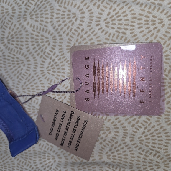 NWT Savage X Fenty Blue and White Lingerie Bra Size 36D, Panties M - Picture 5 of 9